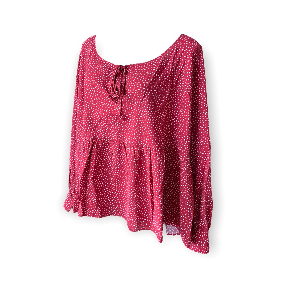 Ava & Viv Women’s Plus Red Long Sleeve Front Tie Blouse 3X NWOT - Picture 5 of 7